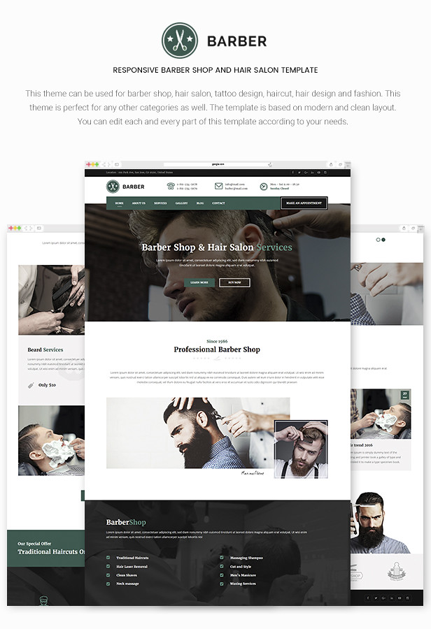 Responsive Barber Shop and Hair Salon Muse Template - 7