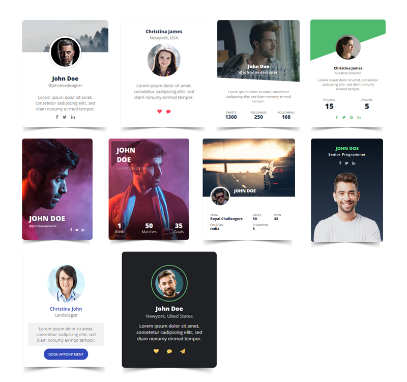 Profile Cards - CSS3 Responsive Cards - 1