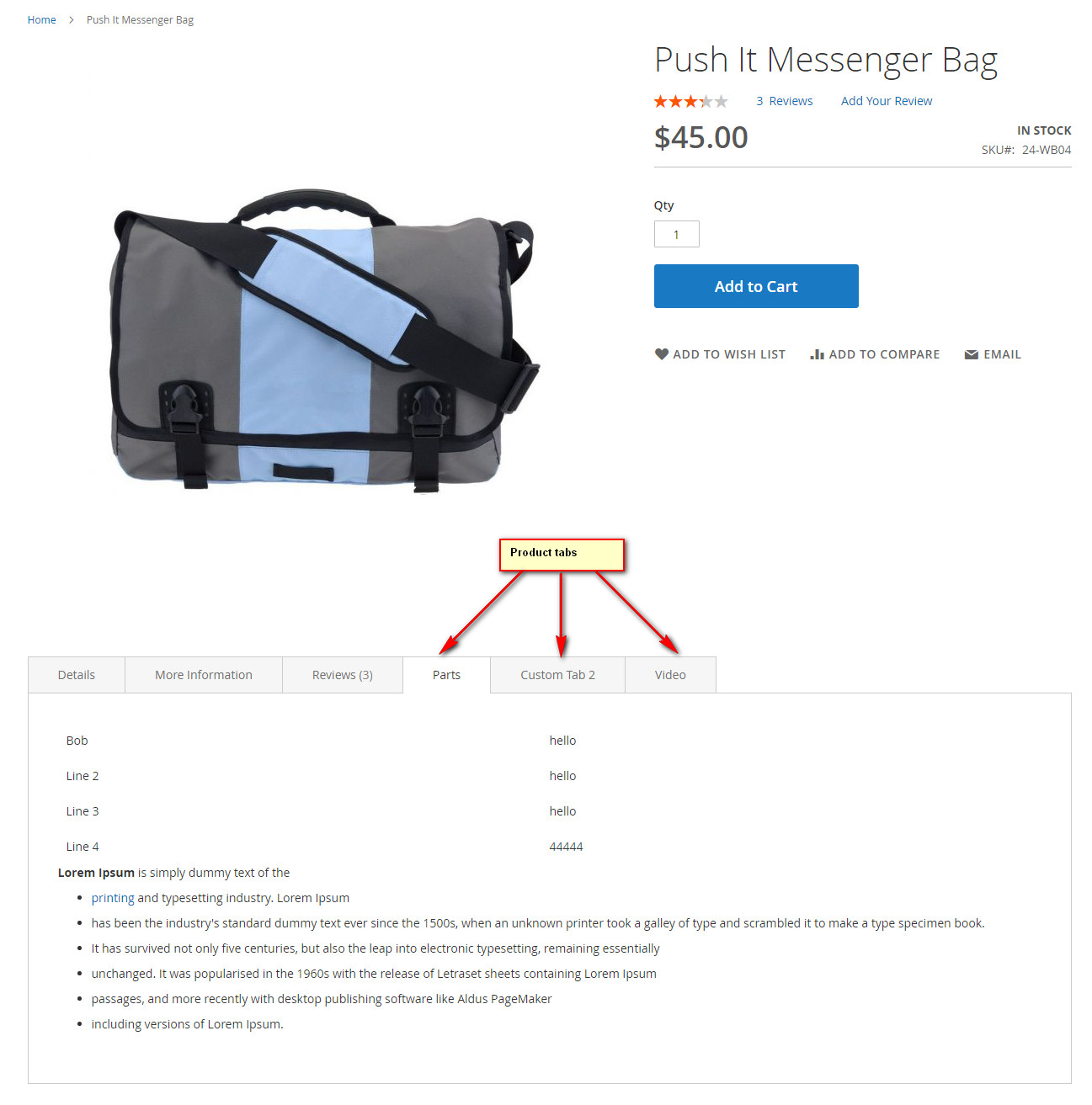 Front - Product View Page