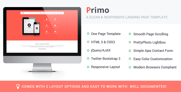 Primo Responsive Landing Page Template 