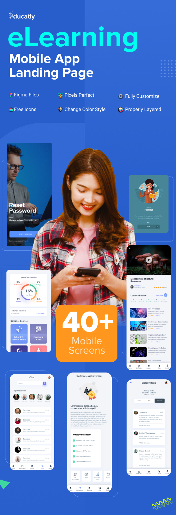 Educatly | An eLearning Mobile App and Landing Page | An Online education Figma Template - 1