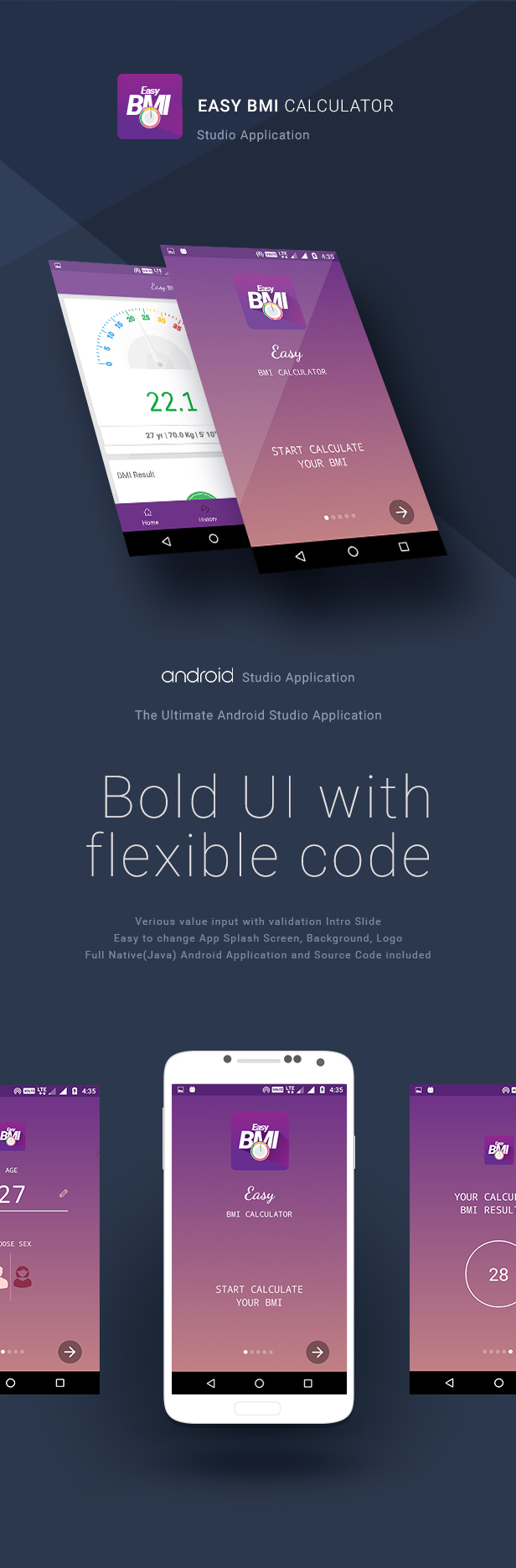 Easy BMI Calculator | Android Studio Mobile Application - 2