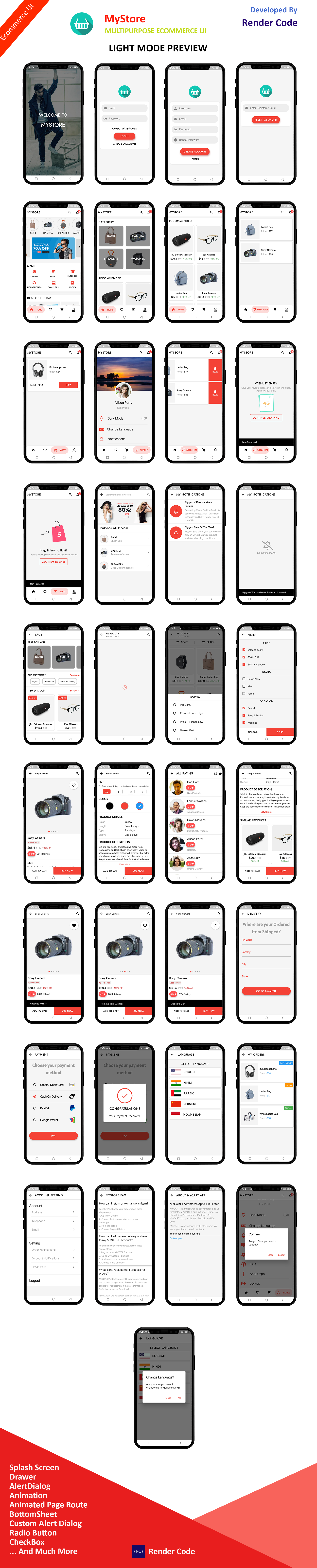 Flutter Ecommerce App UI Template with Light and Dark Mode (Multi Language) - 3