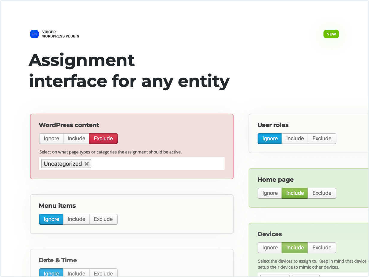 Assignment interface for any entity