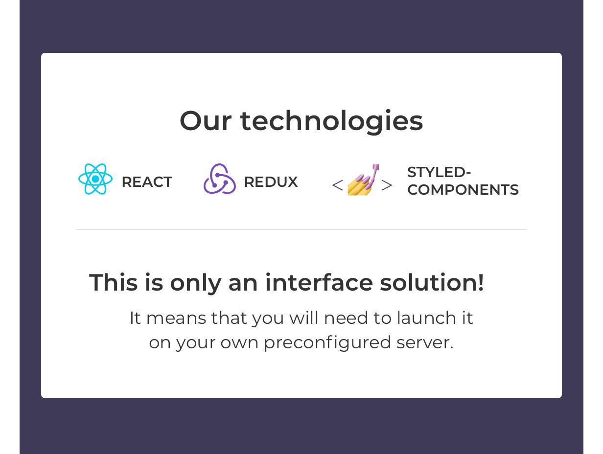 Our technologies: React, Redux, Styled-components