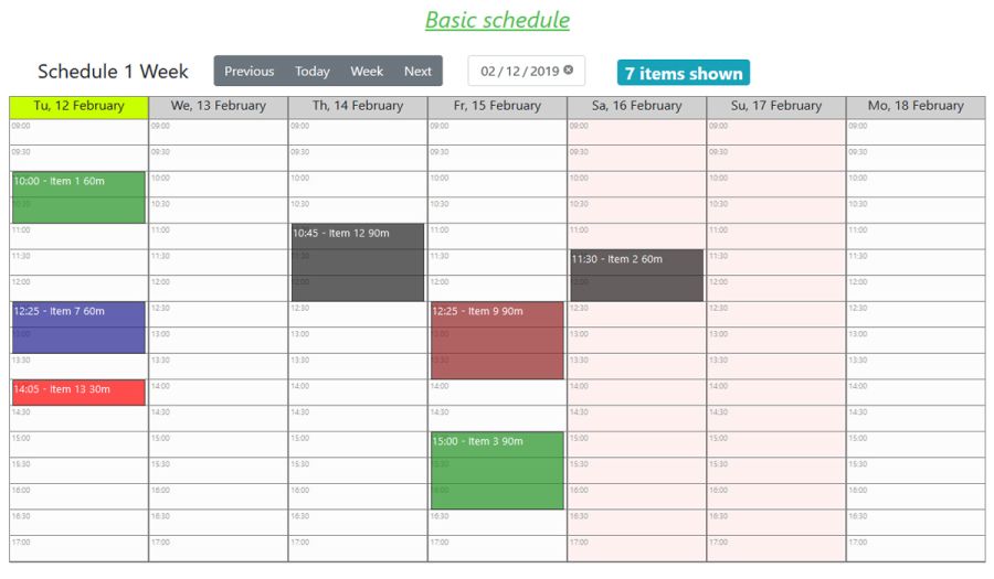 HTML Schedule - 3