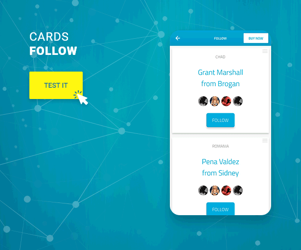 flutter template widgets and components csform - follow cards widget