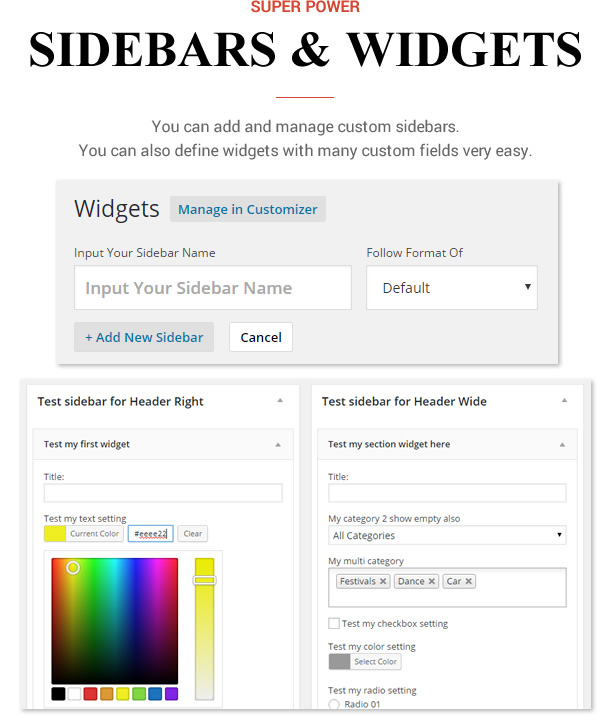 Sneeit Framework Plugin - Back-End for WordPress Themes - Sidebars and Widgets