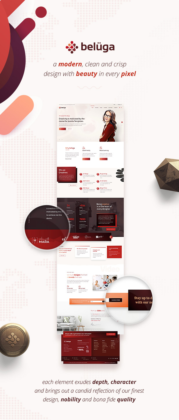 Beluga Joomla template - a modern, clean and interactive creative design with beauty in each pixel