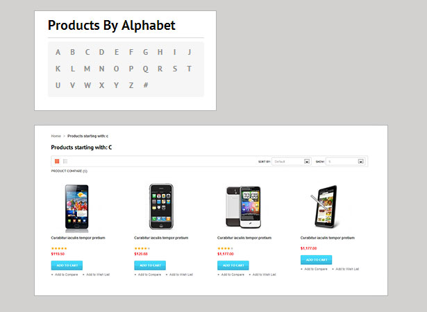Products by alphabet