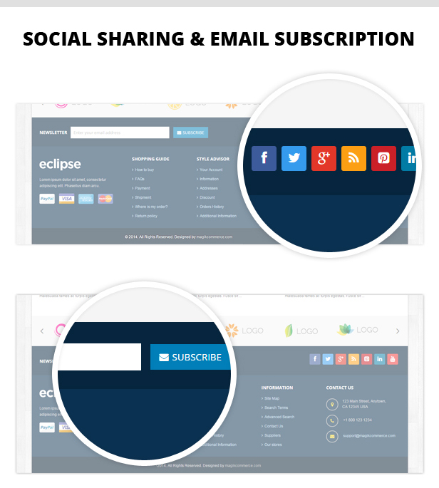 Social Sharing & Email Subscription