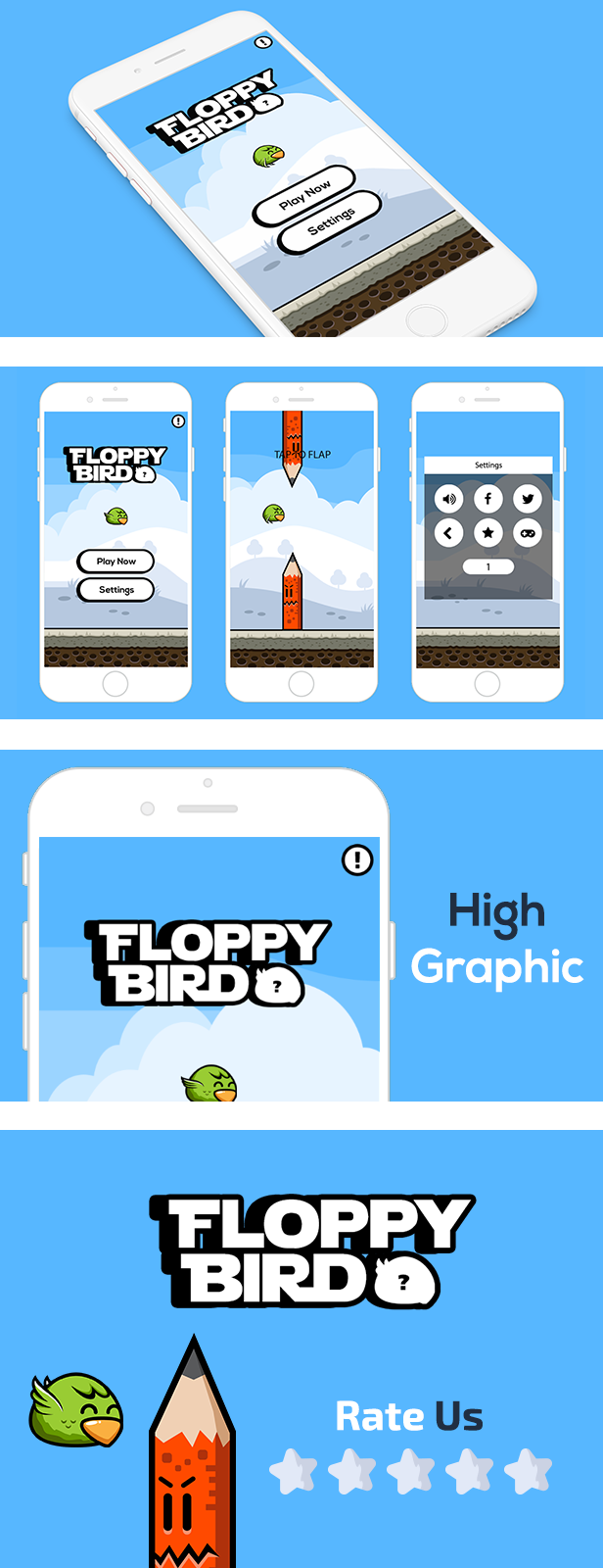 FLOPPY BIRD WITH ADMOB - ANDROID STUDIO & ECLIPSE FILE - 2