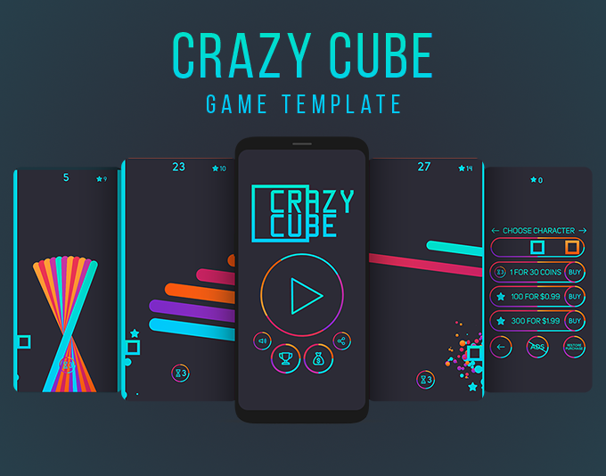 Crazy Cube (Android) Fun Arcade Game Template + easy to reskine + AdMob - 3