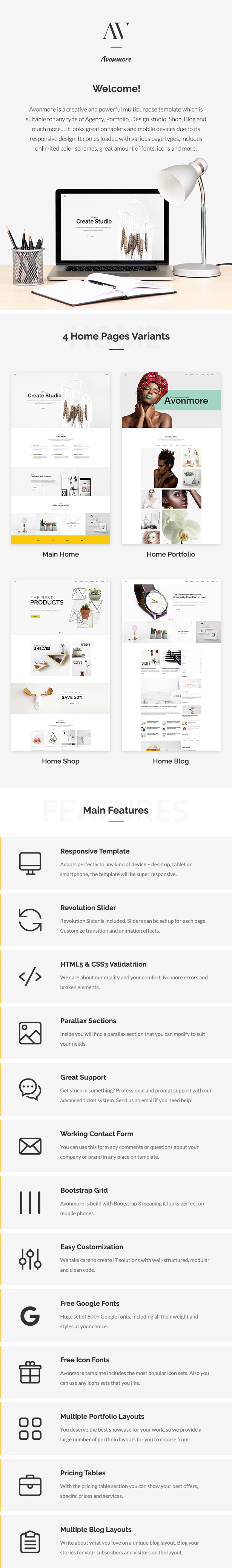 Avonmore - Creative Multipurpose HTML Theme - Creative Site Templates