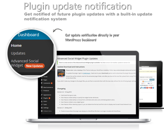 Get notified of future plugin updates with a built-in update notification system