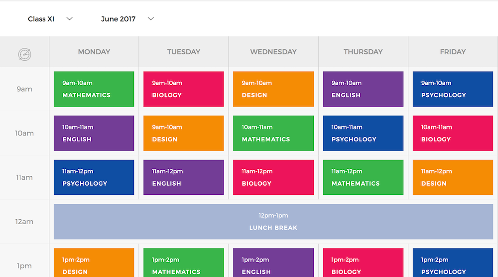Timetables are a very convenient way to represent your institutions everyday activities