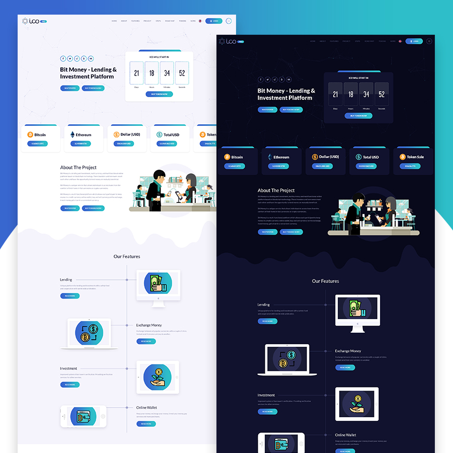 ICO Pro - Bitcoin Cryptocurrency Landing Page Muse Template - 2