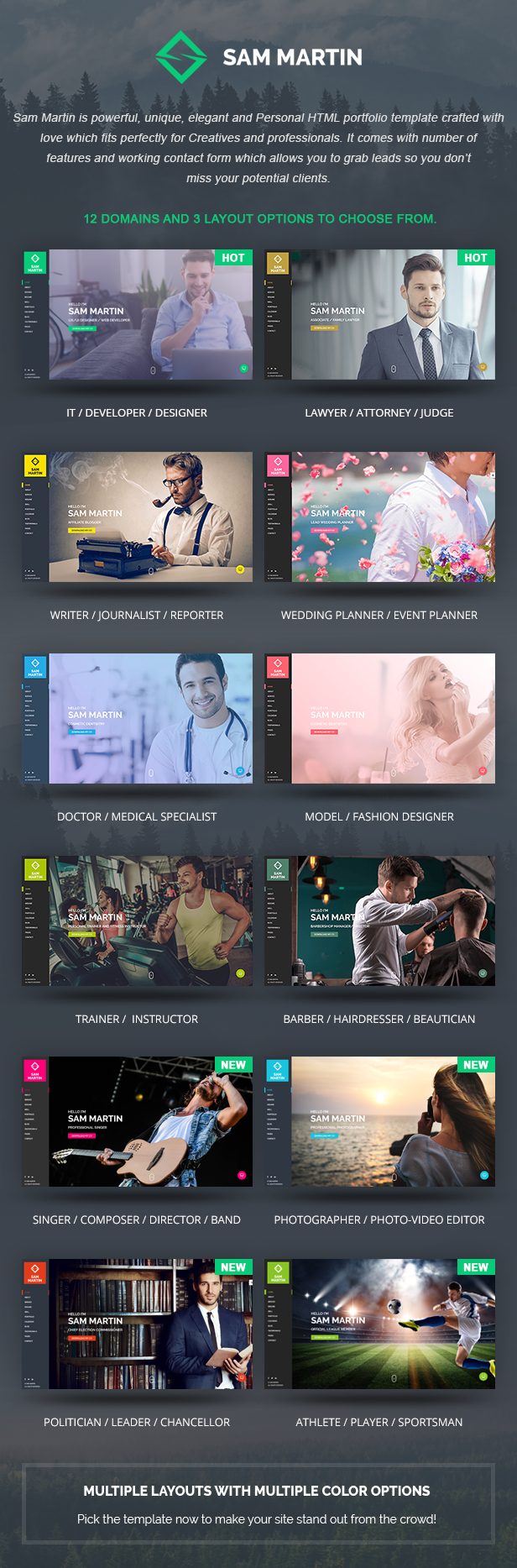 Sam Martin - Personal vCard Resume HTML Template - 5