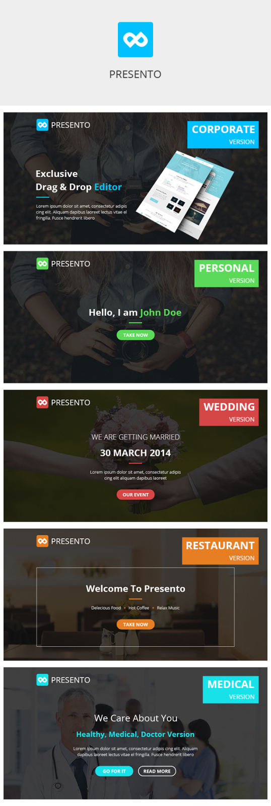 Presento - Corporate, Personal, Wedding, Restaurant, Medical Email + Builder Access - 1