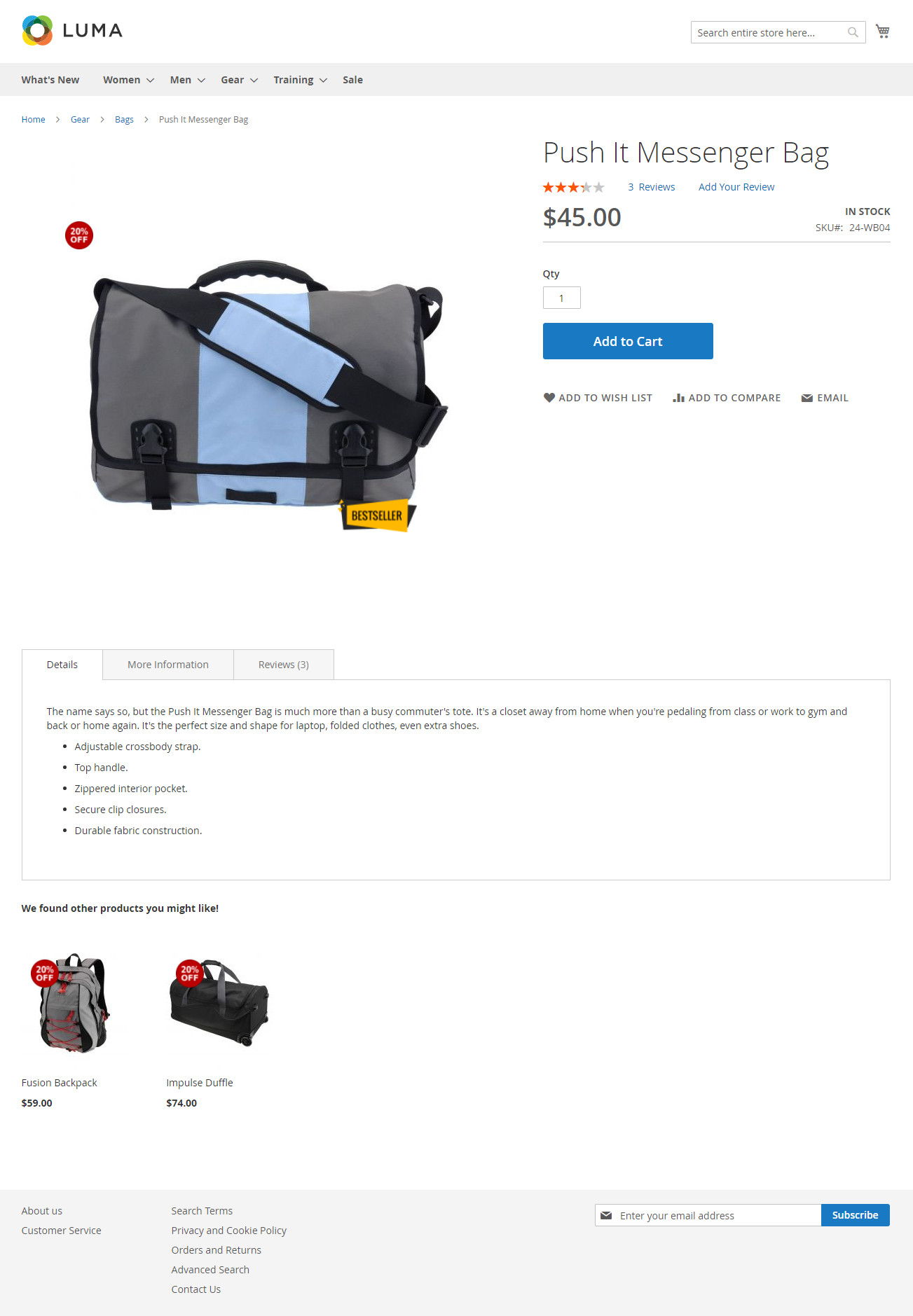 Front - Product Detail Page