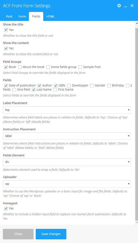 Fields Attributes