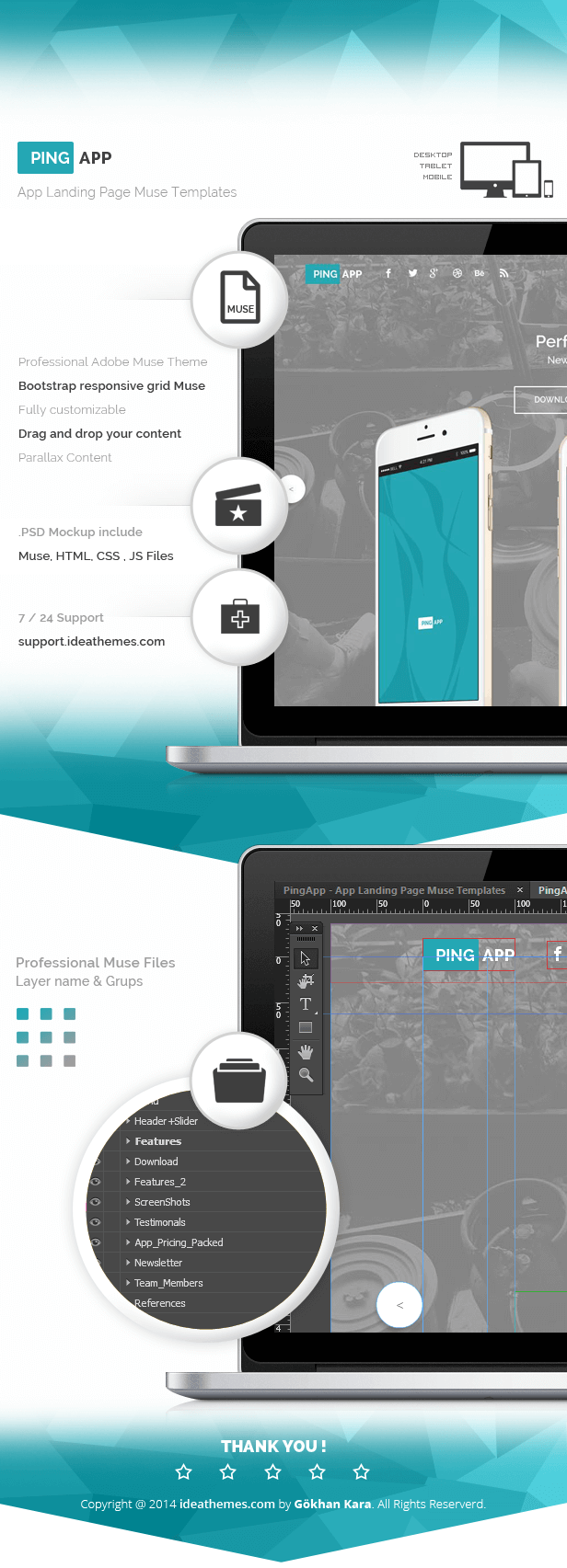 PingApp - One Page Parallax Muse Theme - 1