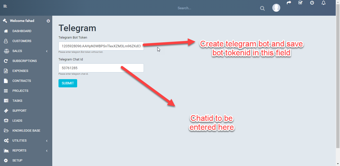 Perfex CRM and TelegramBot Chat Module - 5