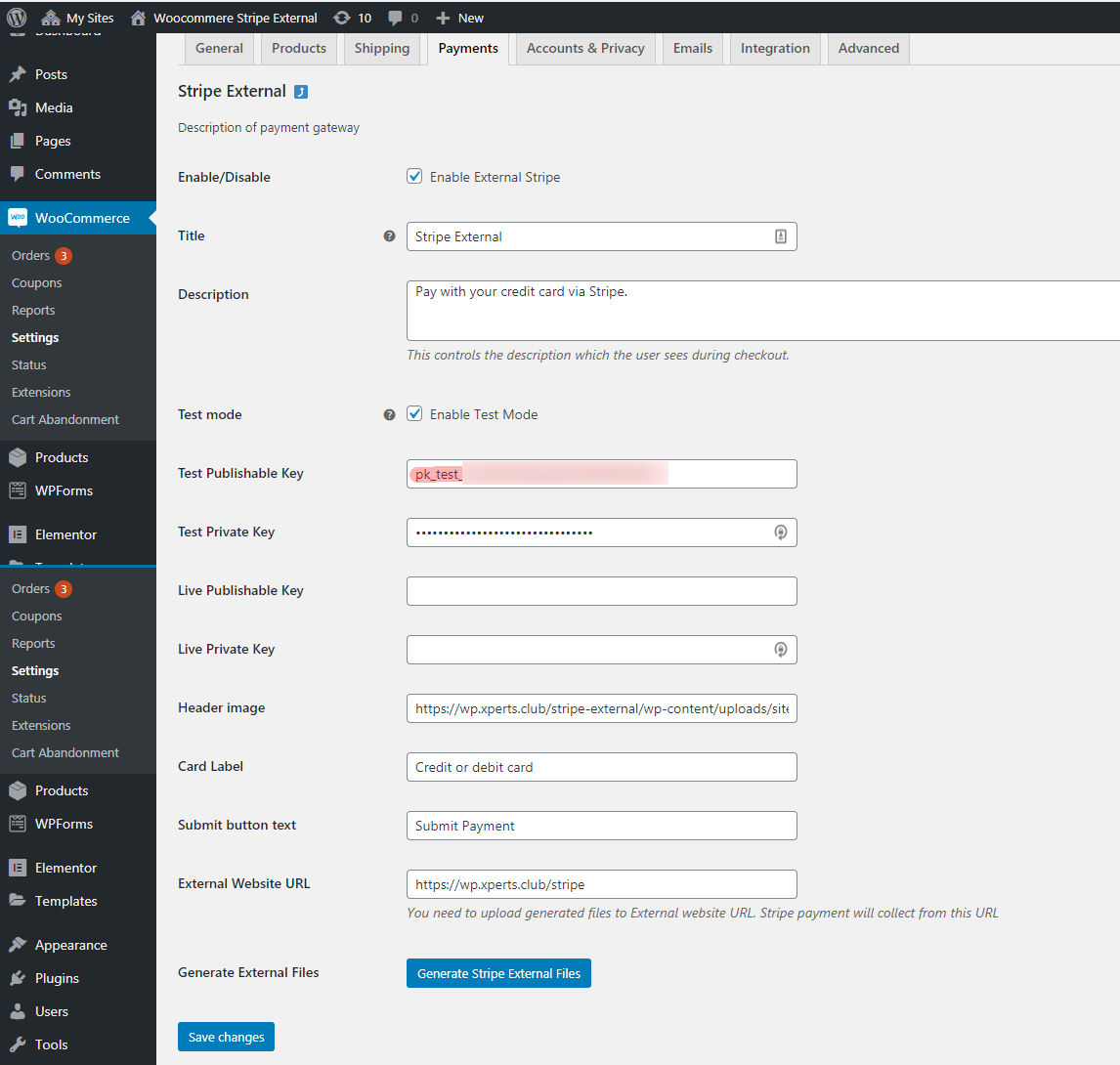 WooCommerce Stripe External Admin Screen 2