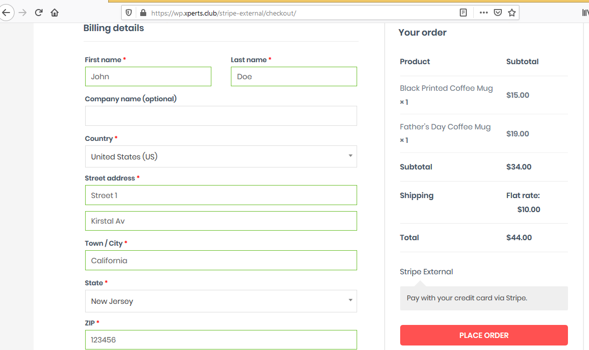 WooCommerce Stripe External Customer Screen 1