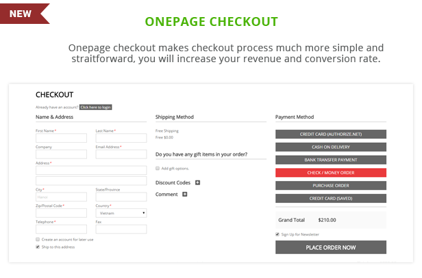 G3shop - Onepage checkout