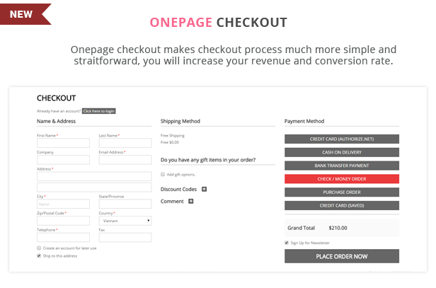 Handmade - Onepage checkout