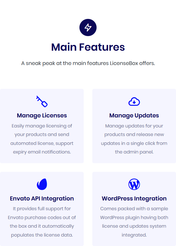 Manage licensing and update distribution of your products with LicenseBox.