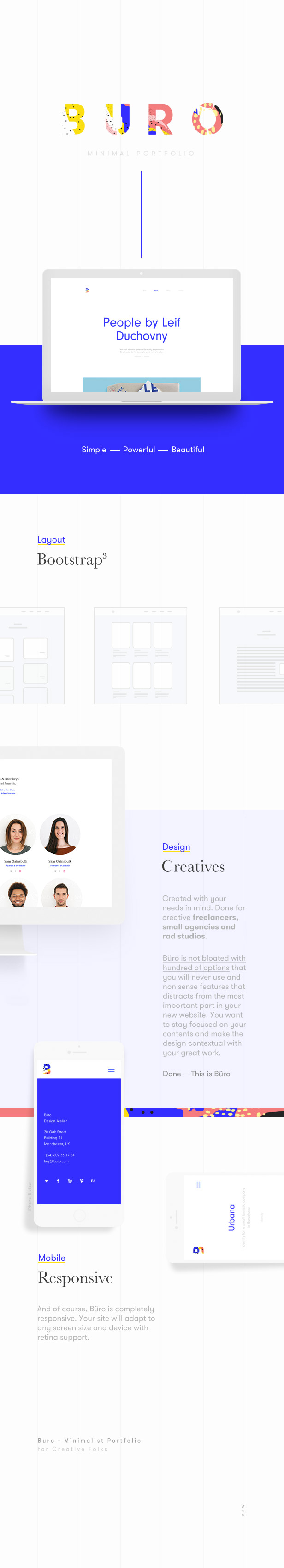 Buro - Minimal Bootstrap & Typography Portfolio Template - 3