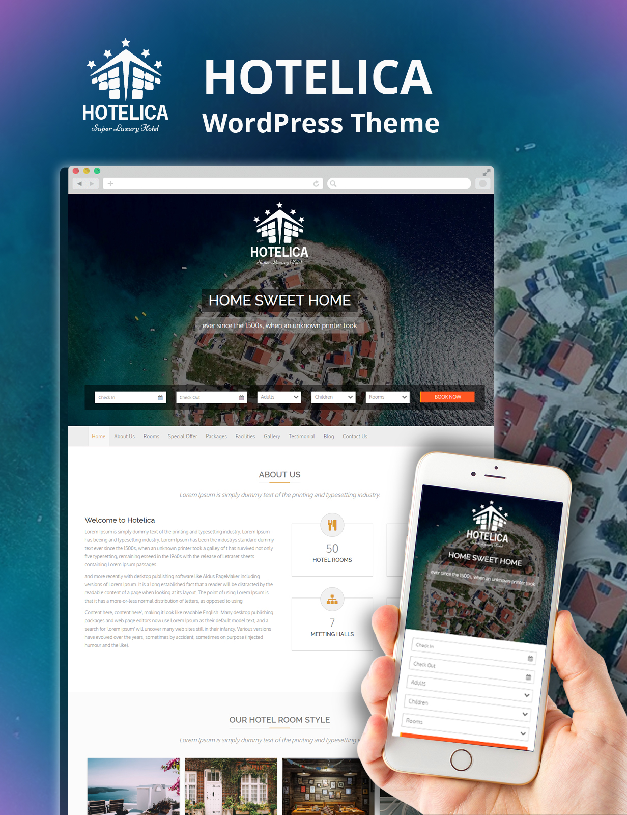 Hotelica - One Page Hotel WordPress Theme - 1