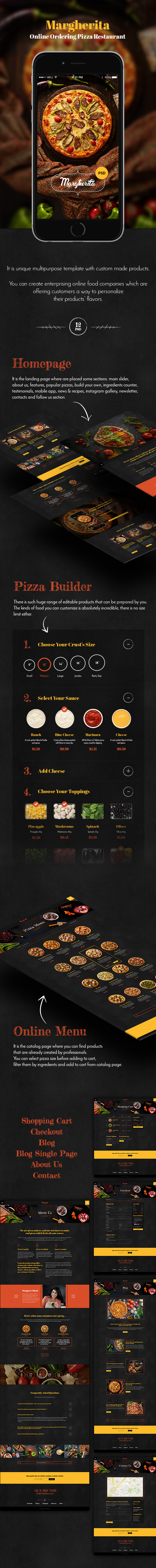 Margherita - Online Ordering Pizza Restaurant PSD - 1