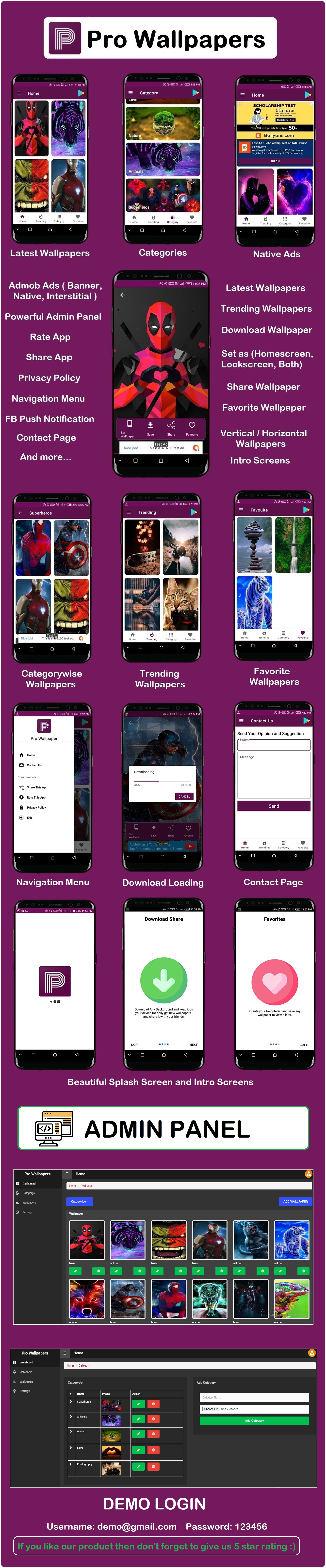 Pro Wallpapers Android App with Admin Panel - 5