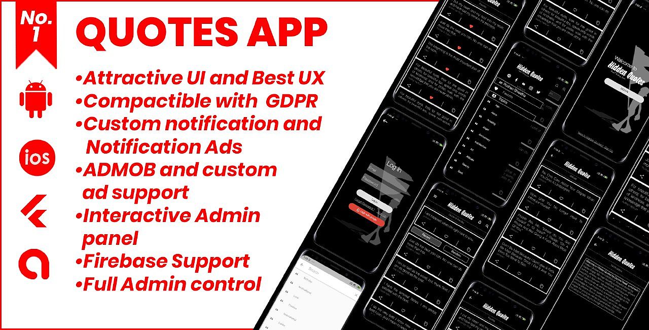 Quotes App  + Admin app + Web app - flutter - 1