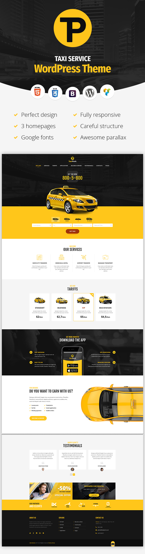 TaxiPark - Taxi Cab Service Company WordPress Theme - 3