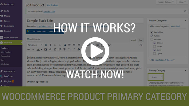 Woocommerce Product Primary Category Plugin