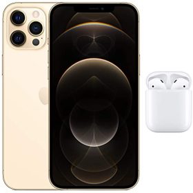 New Apple iPhone 12 Pro Max (256GB) - Gold with AirPods with Charging Case