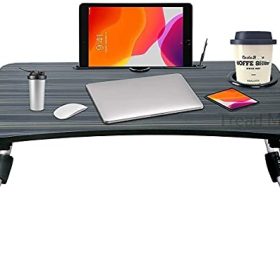 Tread Mall Laptop Bed Tray Table, Portable Standing Bed Desk, Foldable Lap Tablet Desk, Student Laptop Bed Table for Writing, Gaming on Bed Couch Sofa, Large Size, Black…