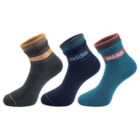 Adidas Original Flat Knit Ankle Cotton Socks - 3 Pairs (6N) (AD-0735) (Shadow Olive/Coll Navy/Legacy Teal)