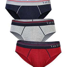 Van Heusen Men Briefs - 100% Combed Cotton - Pack of 3 - Anti Bacterial, Colour Fresh, Quick Dry_10003_Deep Red, Grey Mel,Dark Navy_M