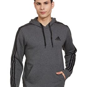 Adidas Mens M 3S Fl Hd Sweatshirt (Hs6076_2Xl, Dark Grey Heather/Black, 2Xl)