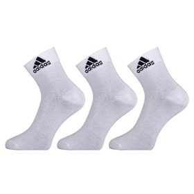 Adidas Original Flat Knit Ankle Length Socks (Pack Of 3 Pairs) (AD-203 White/White/White_White)