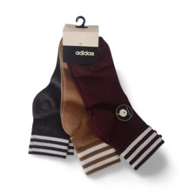 Adidas Original Heel & Toe Cushion Ankle Cotton Socks - 3 Pairs (6N) (AD-0732) (Cotton Mel/Chalky Brown/Anthra Mel)