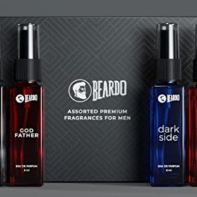 Beardo Assorted Premium Perfume Gift Set for Men 4X8ml | gift for brother | Ideal Gift Set for Men | Travel Pack with Whisky Smoke Godfather Dark Side and Black Musk Perfume | Pocket Perfume for Men