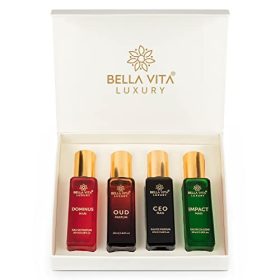 Bella Vita Organic Man Perfume Gift Set for Men 4x20 ml Perfumes Luxury Scent with Long Lasting Fragrance