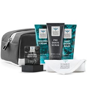 Bombay Shaving Co Premium Valentine's Day Grooming and Shaving Kit Gift Hamper for Men | Pre Shave Scrub, Shaving Cream, Post Shave Balm, Charcoal Soap, Towel, Shaving Kit Bag | Gift For Men / Husband / Boyfriend