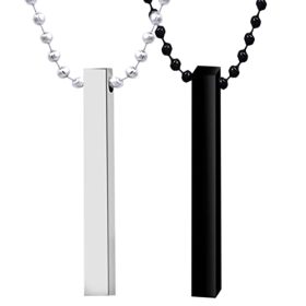 Fashion Frill Exclusive Black Silver Chain Men's Jewellery 3D Cuboid Bar Stainless Steel Silver Black Locket Chain Necklace For Men and Boys